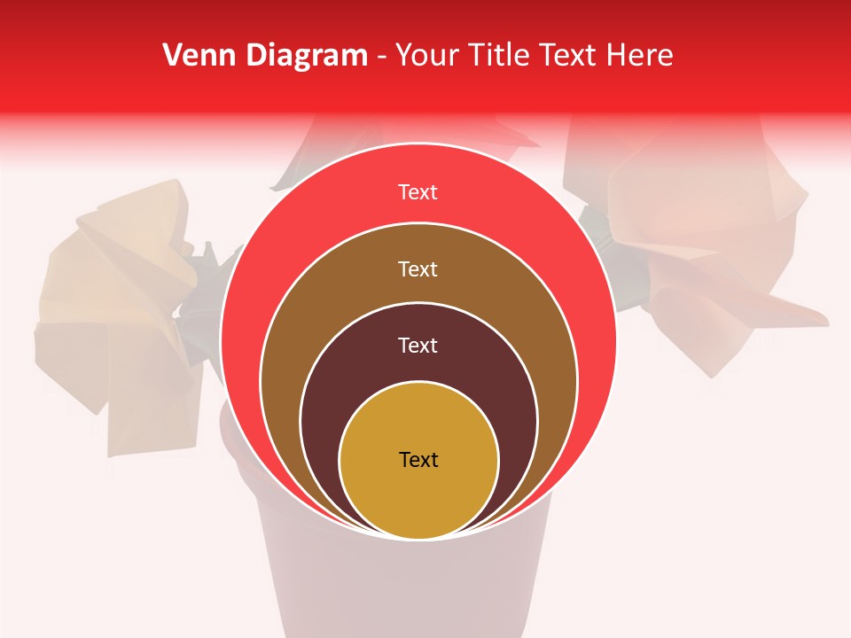 Composition Of Origami Flower Figures (Isolated On White) PowerPoint Template