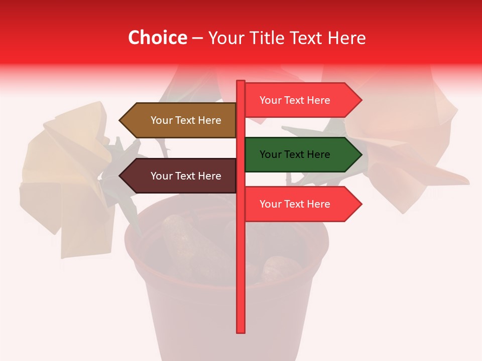 Composition Of Origami Flower Figures (Isolated On White) PowerPoint Template