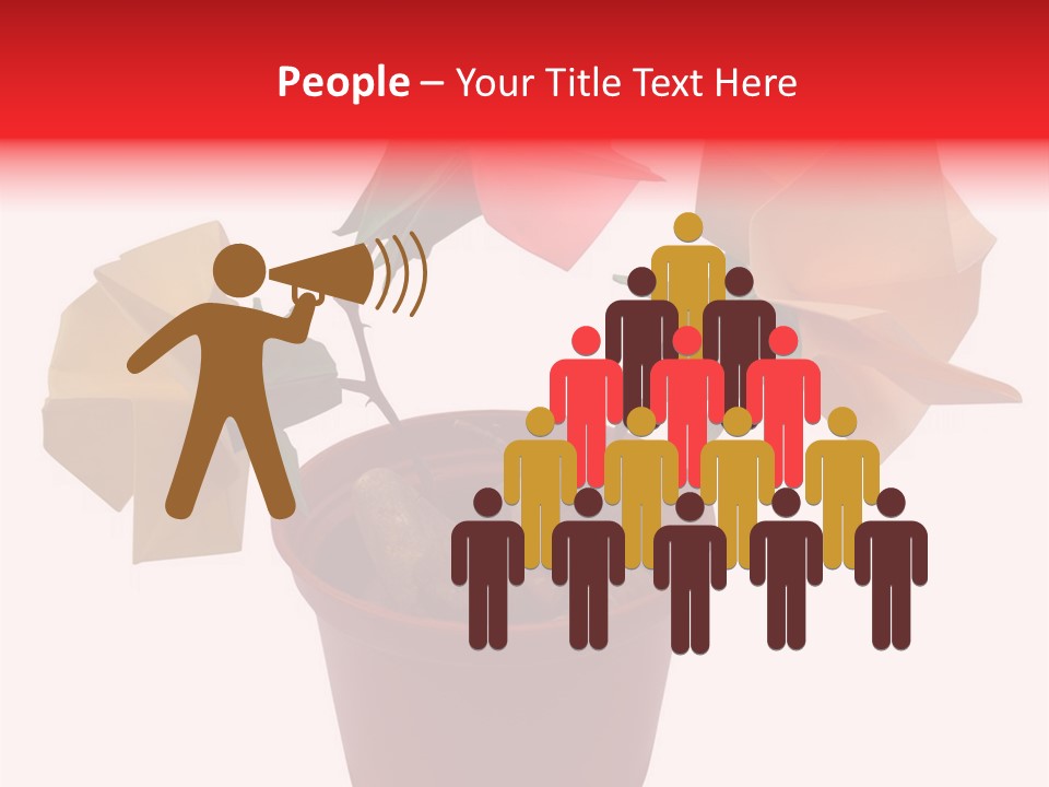 Composition Of Origami Flower Figures (Isolated On White) PowerPoint Template