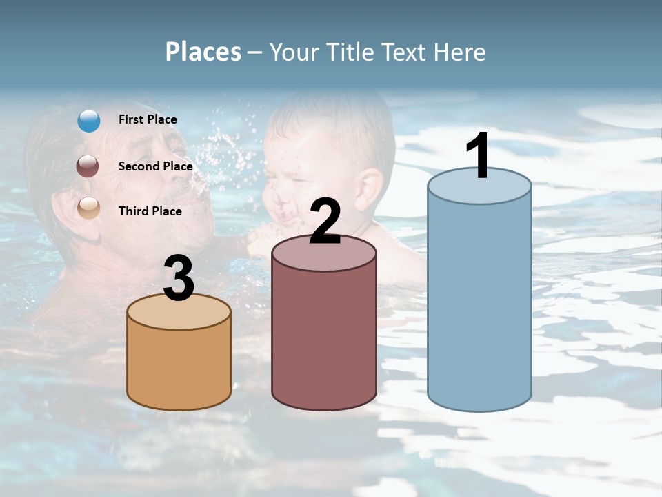 Grandfather And Grandson Playing Together In The Pool. Outdoor, Summer. PowerPoint Template