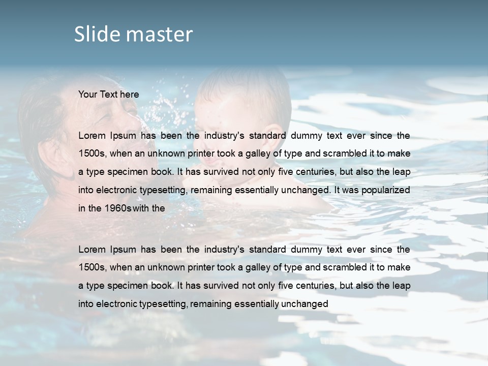 Grandfather And Grandson Playing Together In The Pool. Outdoor, Summer. PowerPoint Template