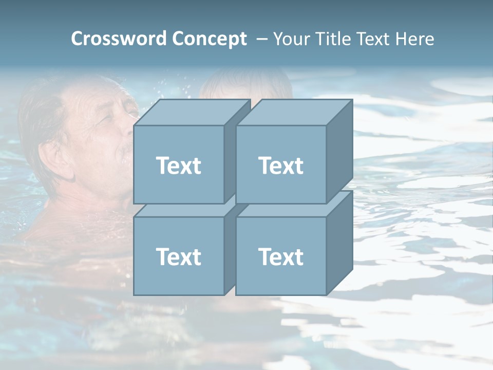 Grandfather And Grandson Playing Together In The Pool. Outdoor, Summer. PowerPoint Template