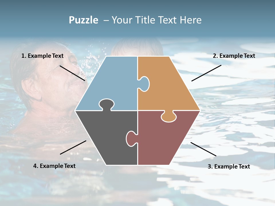 Grandfather And Grandson Playing Together In The Pool. Outdoor, Summer. PowerPoint Template