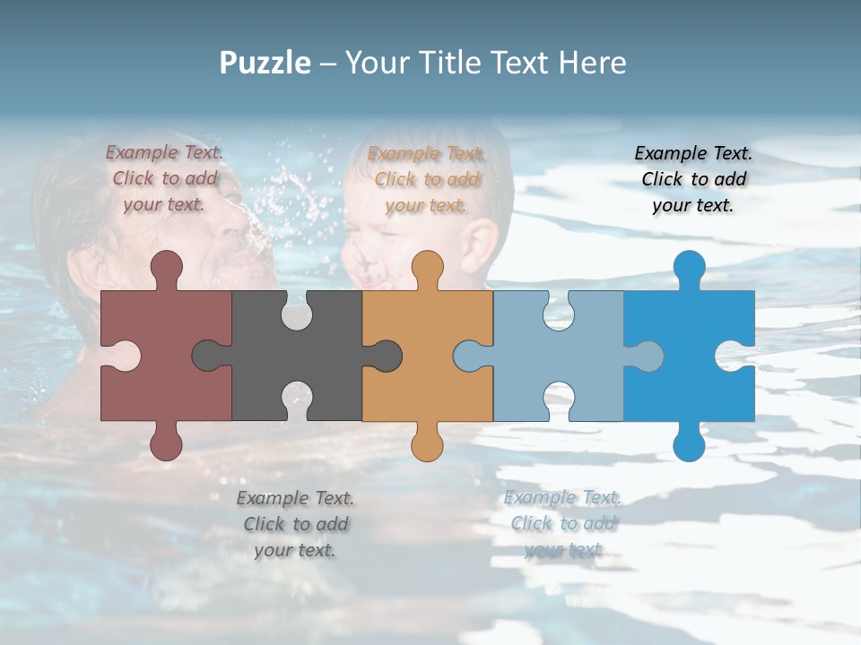 Grandfather And Grandson Playing Together In The Pool. Outdoor, Summer. PowerPoint Template