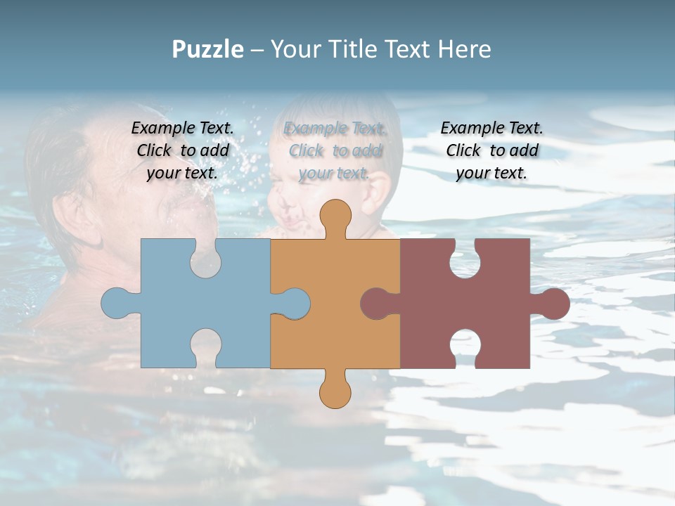 Grandfather And Grandson Playing Together In The Pool. Outdoor, Summer. PowerPoint Template