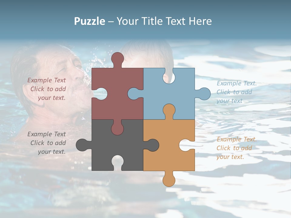 Grandfather And Grandson Playing Together In The Pool. Outdoor, Summer. PowerPoint Template