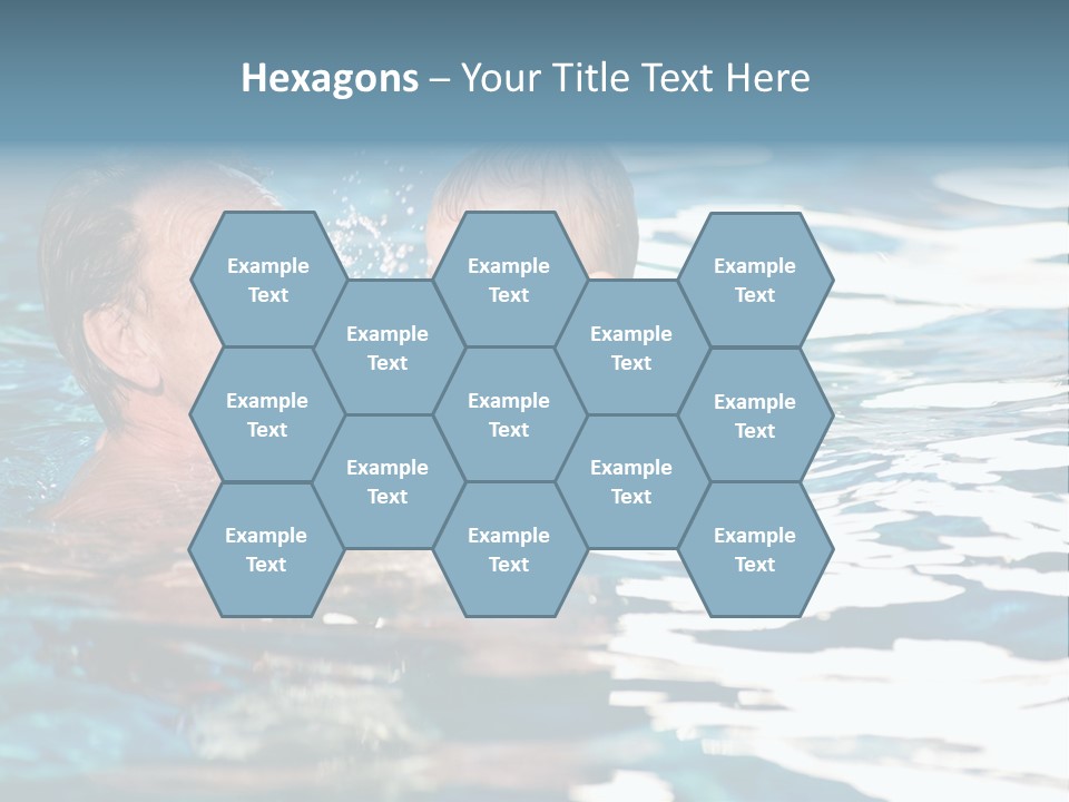 Grandfather And Grandson Playing Together In The Pool. Outdoor, Summer. PowerPoint Template