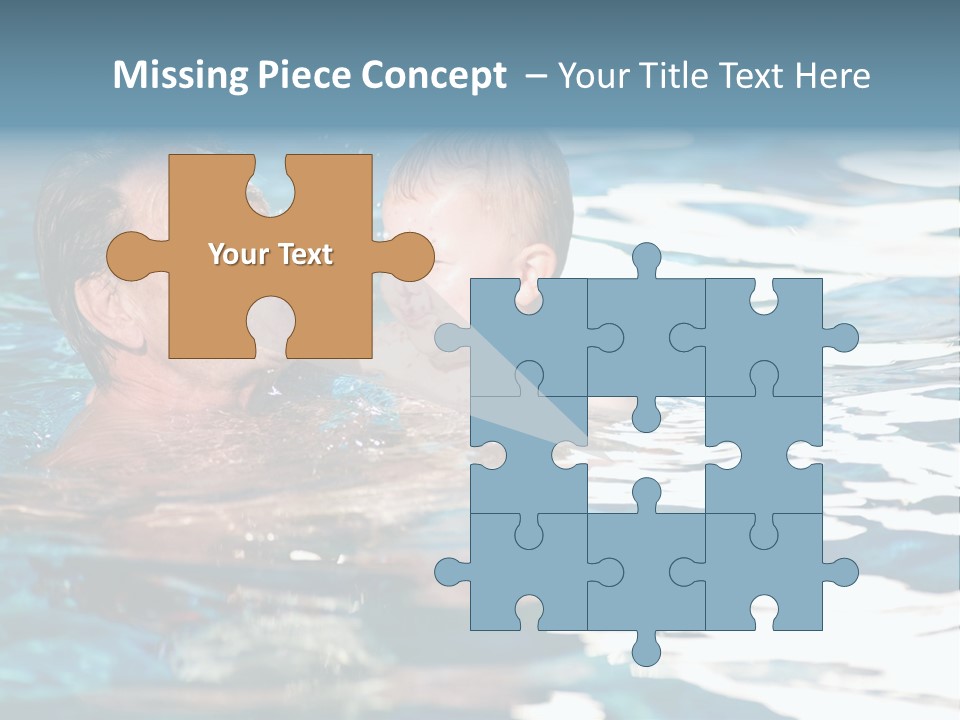 Grandfather And Grandson Playing Together In The Pool. Outdoor, Summer. PowerPoint Template