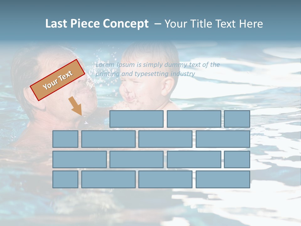 Grandfather And Grandson Playing Together In The Pool. Outdoor, Summer. PowerPoint Template