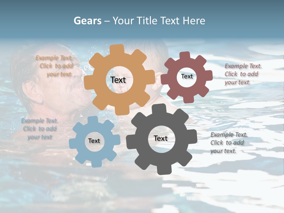 Grandfather And Grandson Playing Together In The Pool. Outdoor, Summer. PowerPoint Template