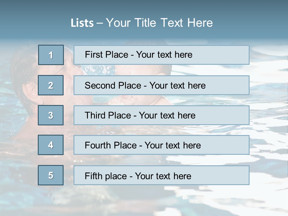 Grandfather And Grandson Playing Together In The Pool. Outdoor, Summer. PowerPoint Template