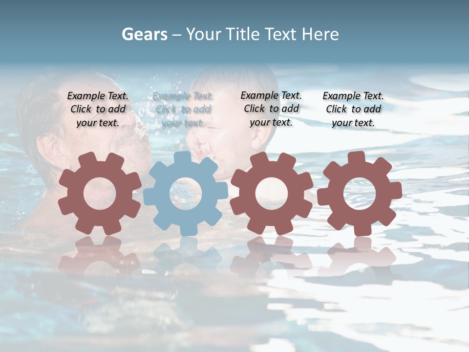 Grandfather And Grandson Playing Together In The Pool. Outdoor, Summer. PowerPoint Template