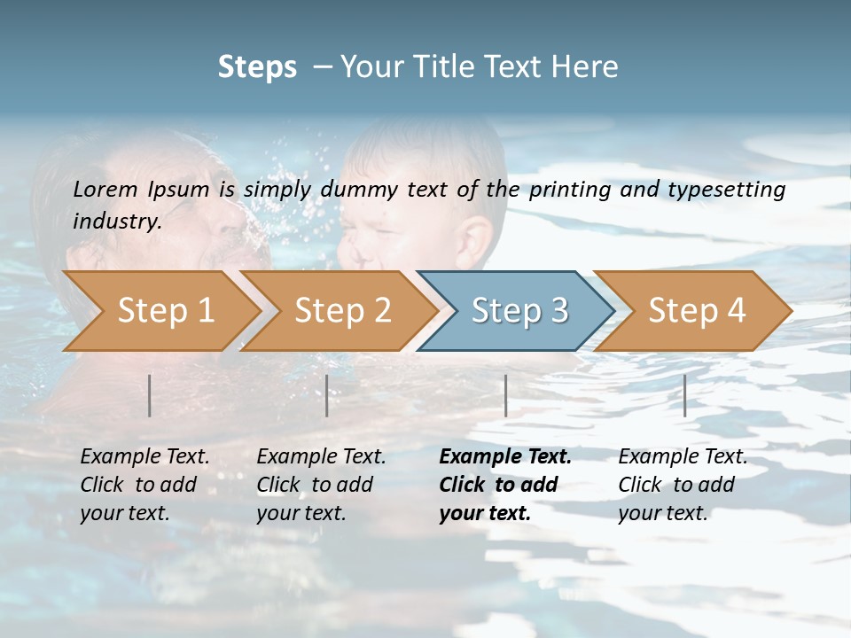 Grandfather And Grandson Playing Together In The Pool. Outdoor, Summer. PowerPoint Template