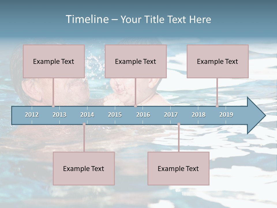Grandfather And Grandson Playing Together In The Pool. Outdoor, Summer. PowerPoint Template