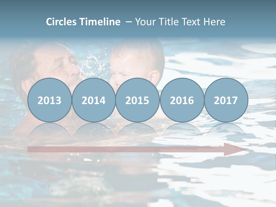 Grandfather And Grandson Playing Together In The Pool. Outdoor, Summer. PowerPoint Template