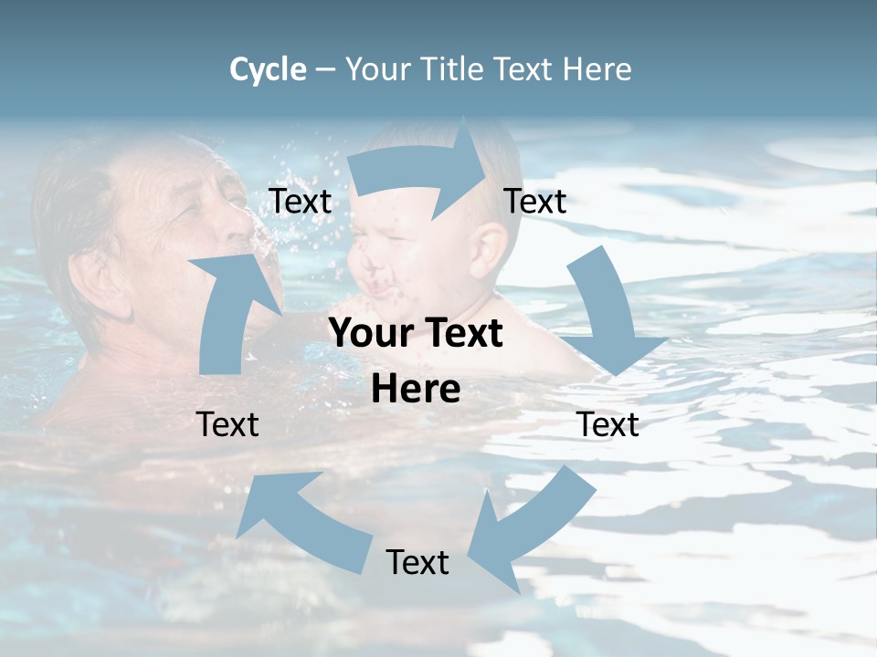 Grandfather And Grandson Playing Together In The Pool. Outdoor, Summer. PowerPoint Template