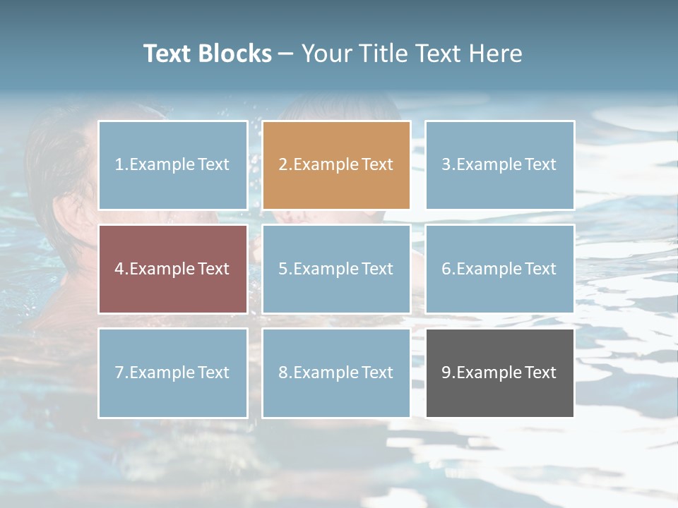 Grandfather And Grandson Playing Together In The Pool. Outdoor, Summer. PowerPoint Template