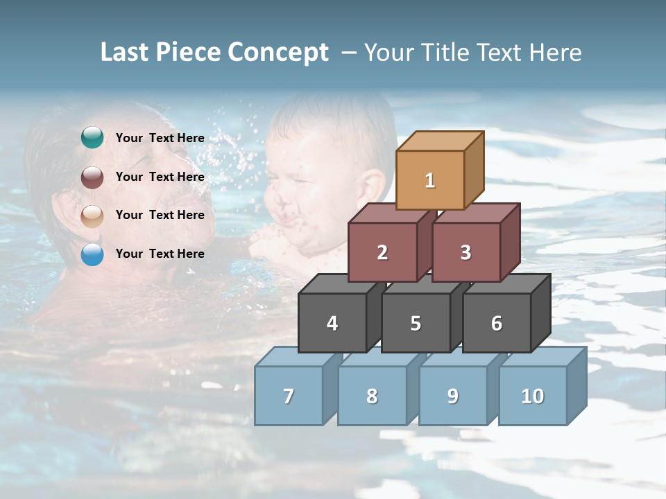 Grandfather And Grandson Playing Together In The Pool. Outdoor, Summer. PowerPoint Template