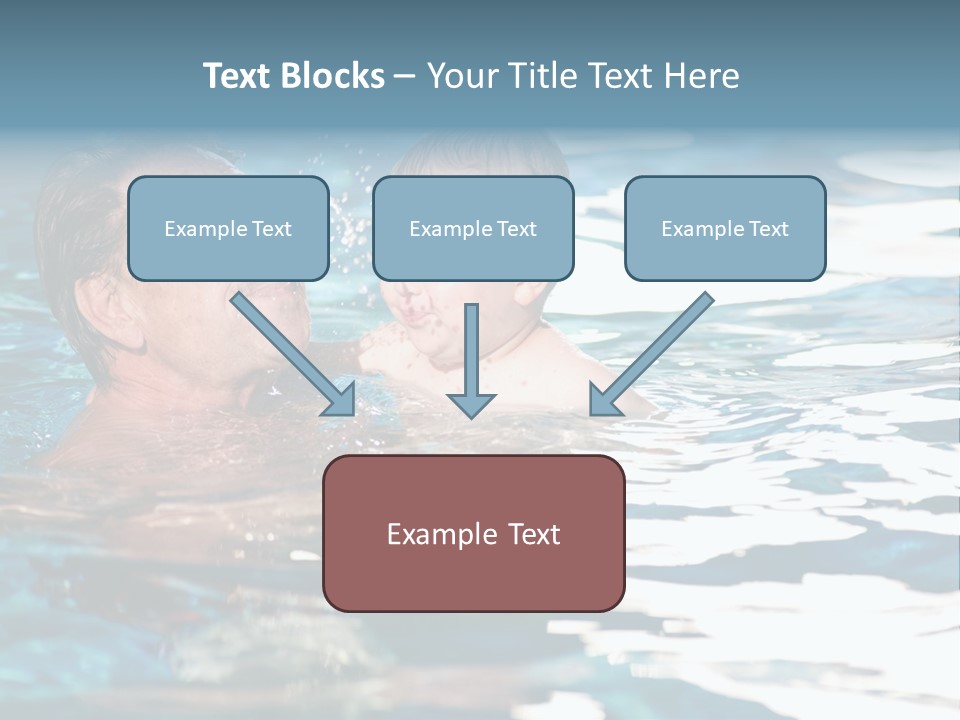 Grandfather And Grandson Playing Together In The Pool. Outdoor, Summer. PowerPoint Template