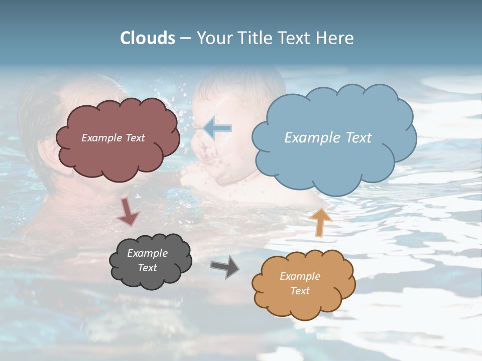 Grandfather And Grandson Playing Together In The Pool. Outdoor, Summer. PowerPoint Template