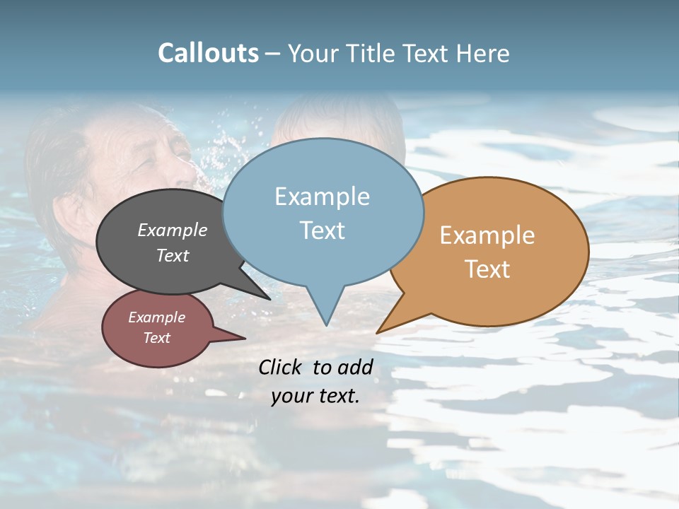 Grandfather And Grandson Playing Together In The Pool. Outdoor, Summer. PowerPoint Template