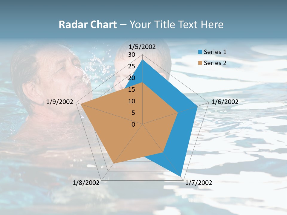 Grandfather And Grandson Playing Together In The Pool. Outdoor, Summer. PowerPoint Template