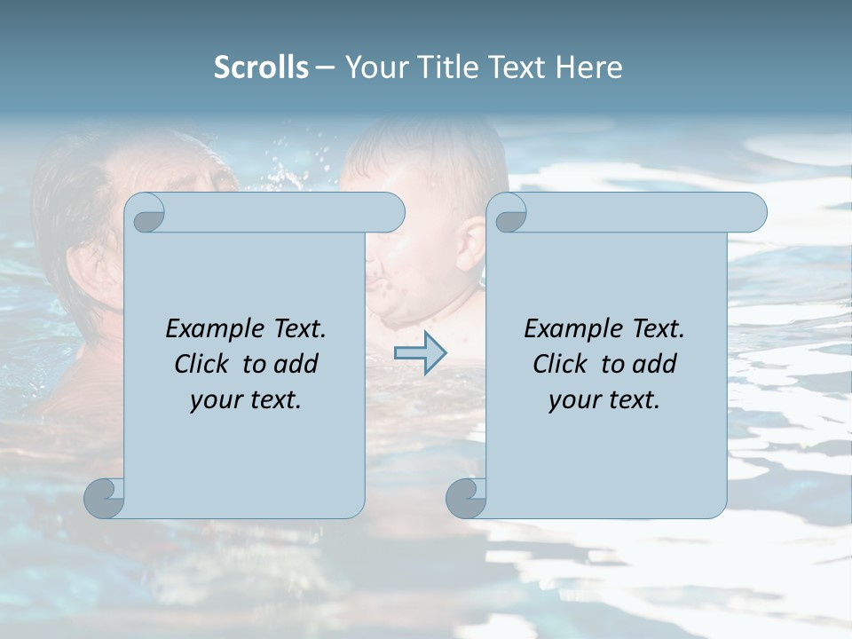 Grandfather And Grandson Playing Together In The Pool. Outdoor, Summer. PowerPoint Template