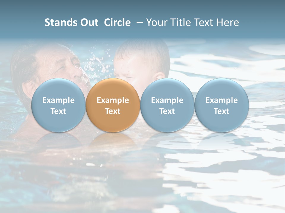 Grandfather And Grandson Playing Together In The Pool. Outdoor, Summer. PowerPoint Template