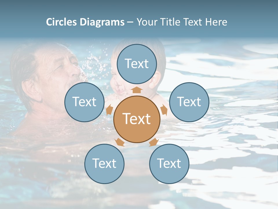 Grandfather And Grandson Playing Together In The Pool. Outdoor, Summer. PowerPoint Template