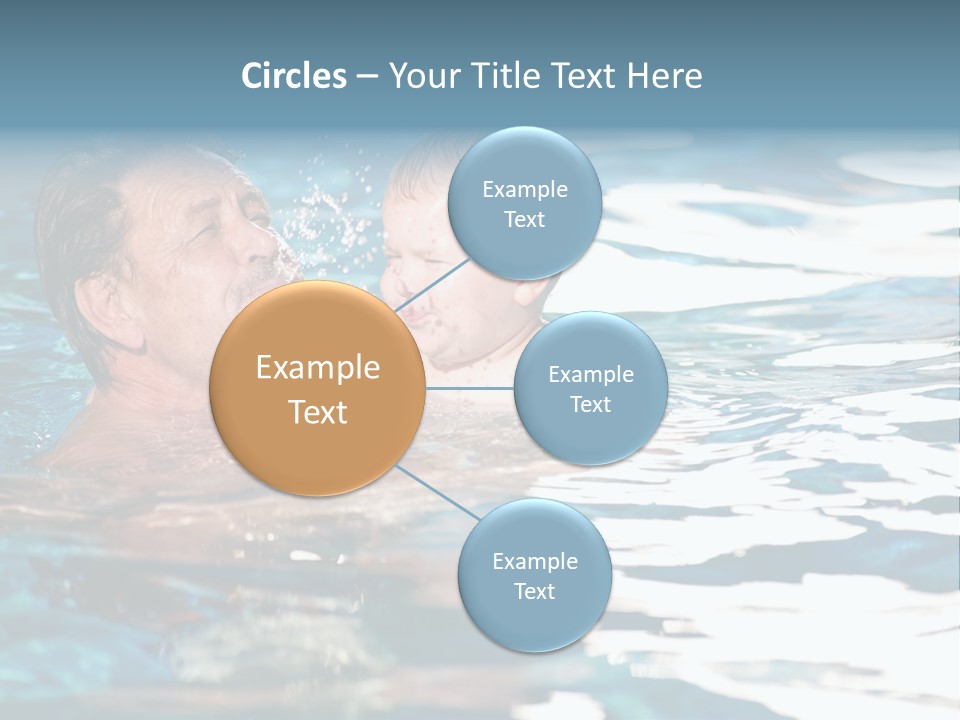 Grandfather And Grandson Playing Together In The Pool. Outdoor, Summer. PowerPoint Template