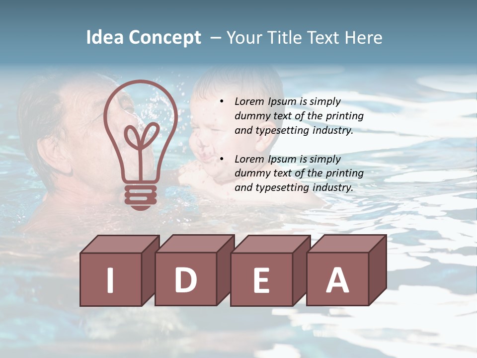 Grandfather And Grandson Playing Together In The Pool. Outdoor, Summer. PowerPoint Template