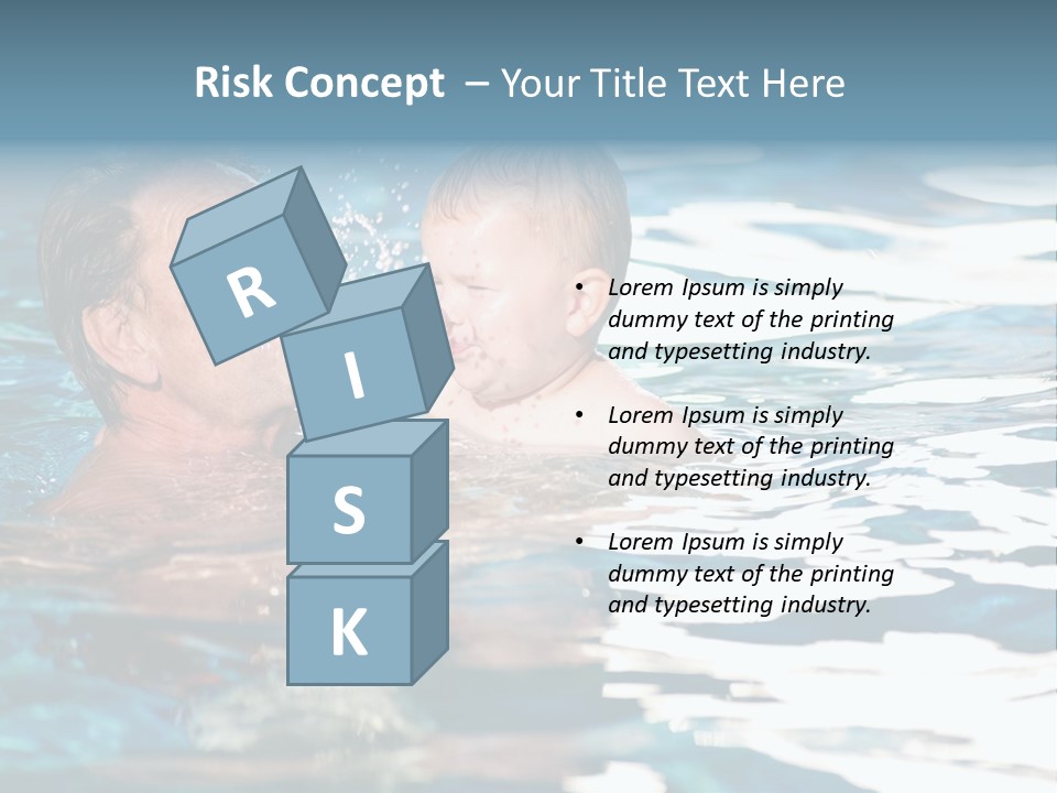 Grandfather And Grandson Playing Together In The Pool. Outdoor, Summer. PowerPoint Template