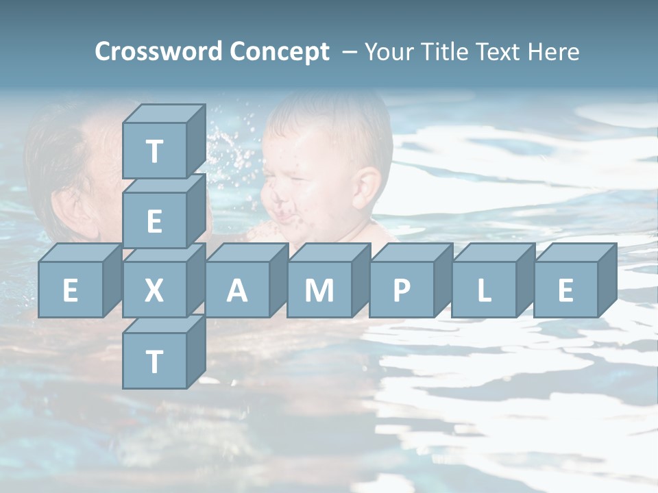 Grandfather And Grandson Playing Together In The Pool. Outdoor, Summer. PowerPoint Template