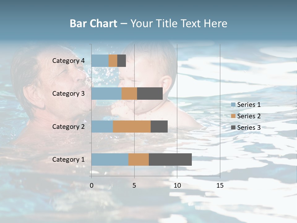 Grandfather And Grandson Playing Together In The Pool. Outdoor, Summer. PowerPoint Template