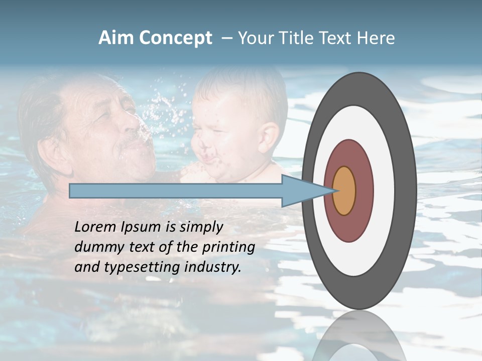 Grandfather And Grandson Playing Together In The Pool. Outdoor, Summer. PowerPoint Template