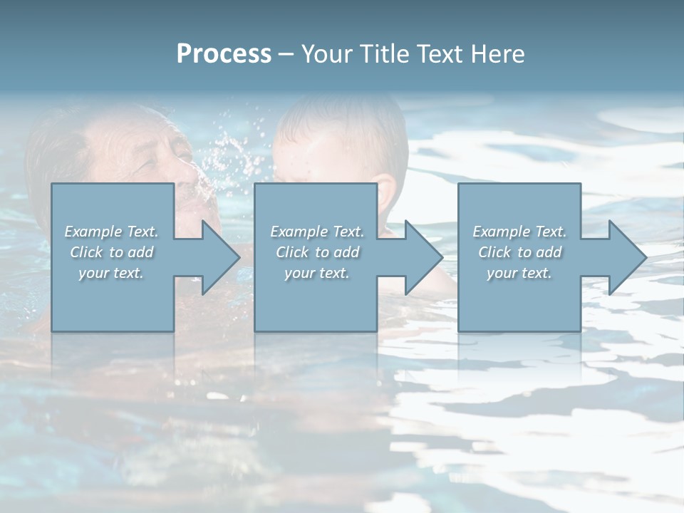 Grandfather And Grandson Playing Together In The Pool. Outdoor, Summer. PowerPoint Template