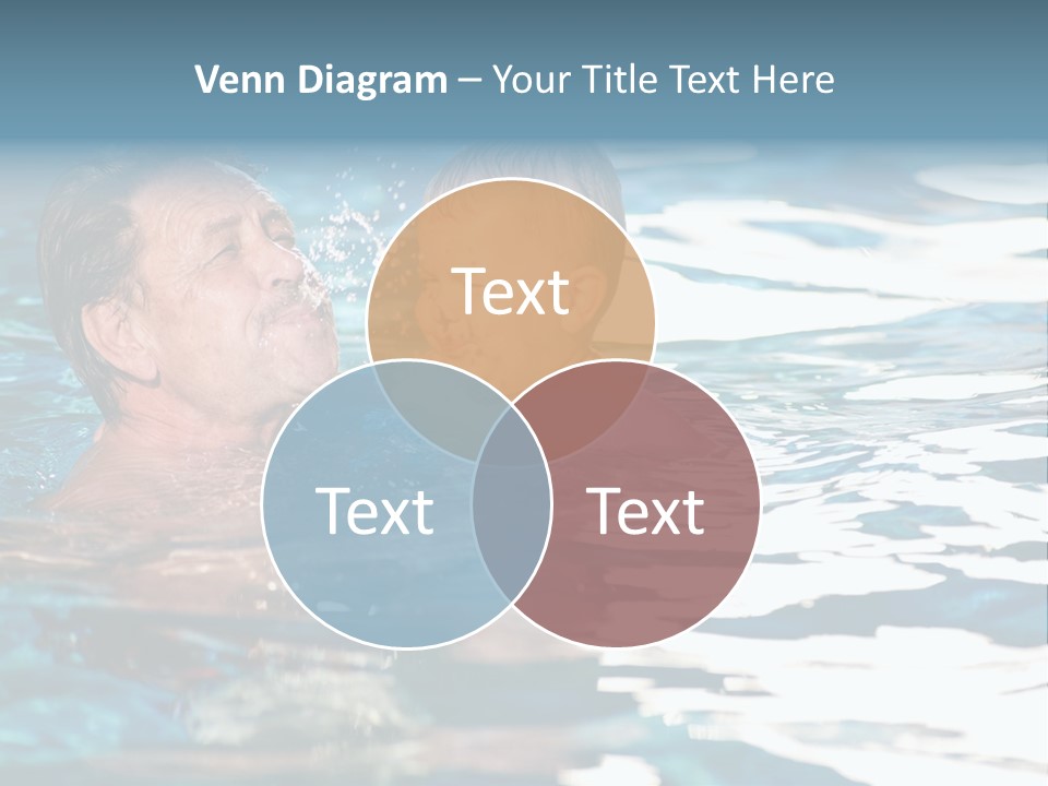 Grandfather And Grandson Playing Together In The Pool. Outdoor, Summer. PowerPoint Template