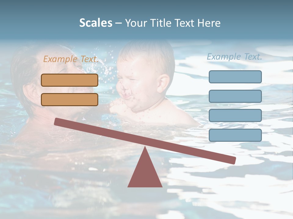 Grandfather And Grandson Playing Together In The Pool. Outdoor, Summer. PowerPoint Template