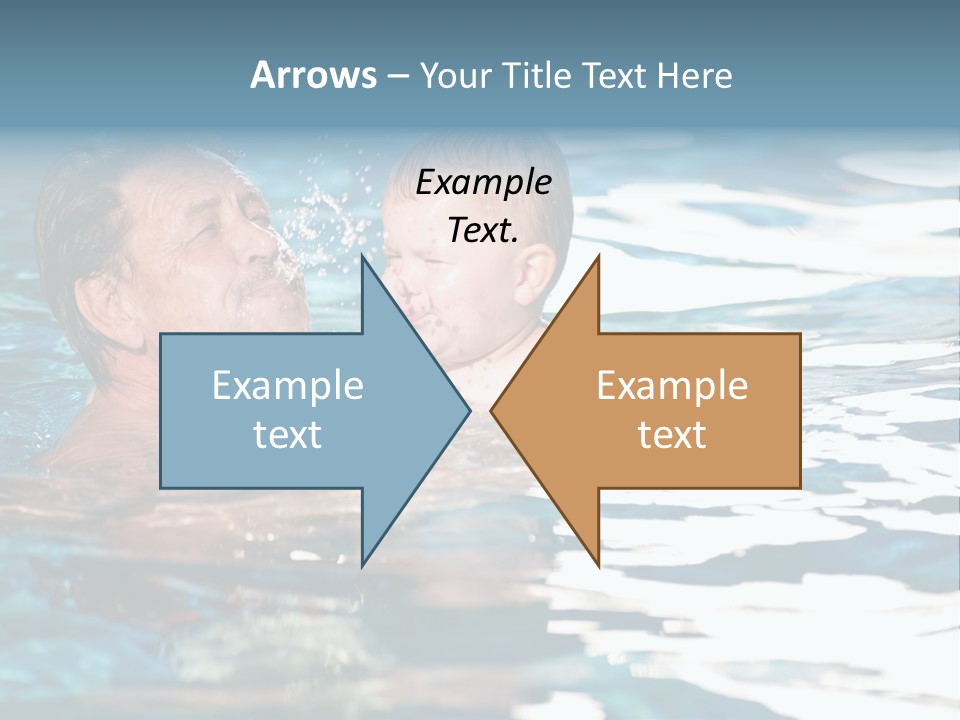 Grandfather And Grandson Playing Together In The Pool. Outdoor, Summer. PowerPoint Template