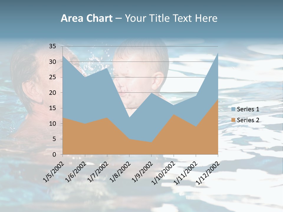 Grandfather And Grandson Playing Together In The Pool. Outdoor, Summer. PowerPoint Template