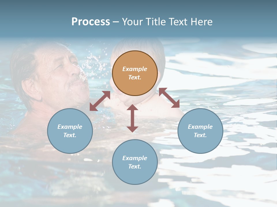 Grandfather And Grandson Playing Together In The Pool. Outdoor, Summer. PowerPoint Template