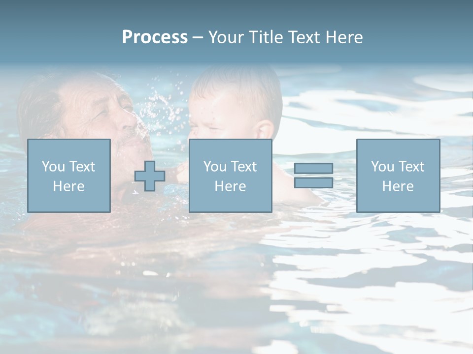 Grandfather And Grandson Playing Together In The Pool. Outdoor, Summer. PowerPoint Template