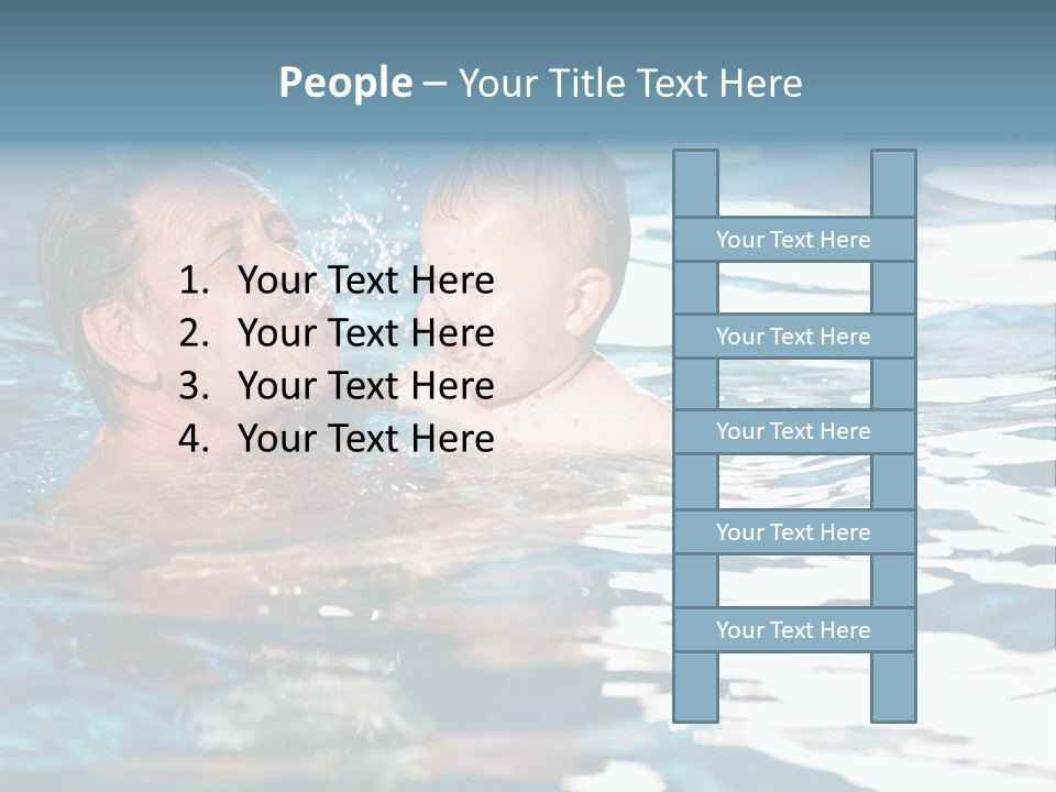 Grandfather And Grandson Playing Together In The Pool. Outdoor, Summer. PowerPoint Template