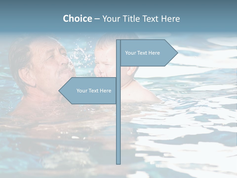 Grandfather And Grandson Playing Together In The Pool. Outdoor, Summer. PowerPoint Template