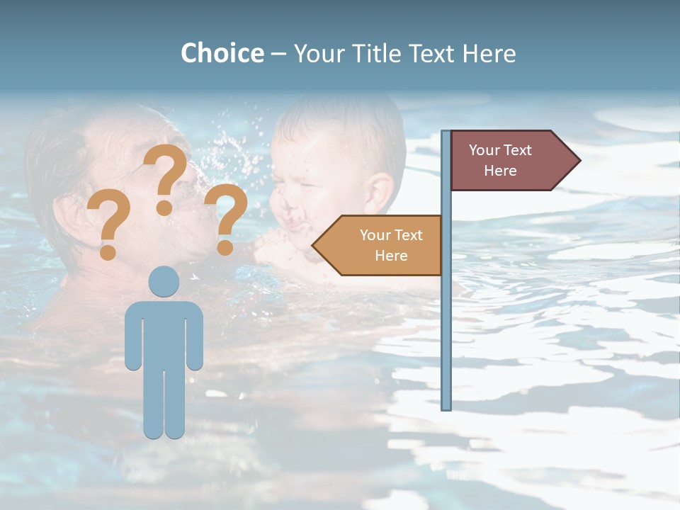 Grandfather And Grandson Playing Together In The Pool. Outdoor, Summer. PowerPoint Template