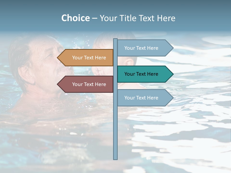 Grandfather And Grandson Playing Together In The Pool. Outdoor, Summer. PowerPoint Template