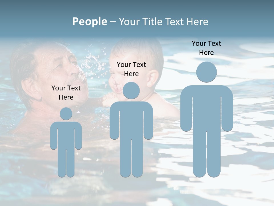 Grandfather And Grandson Playing Together In The Pool. Outdoor, Summer. PowerPoint Template