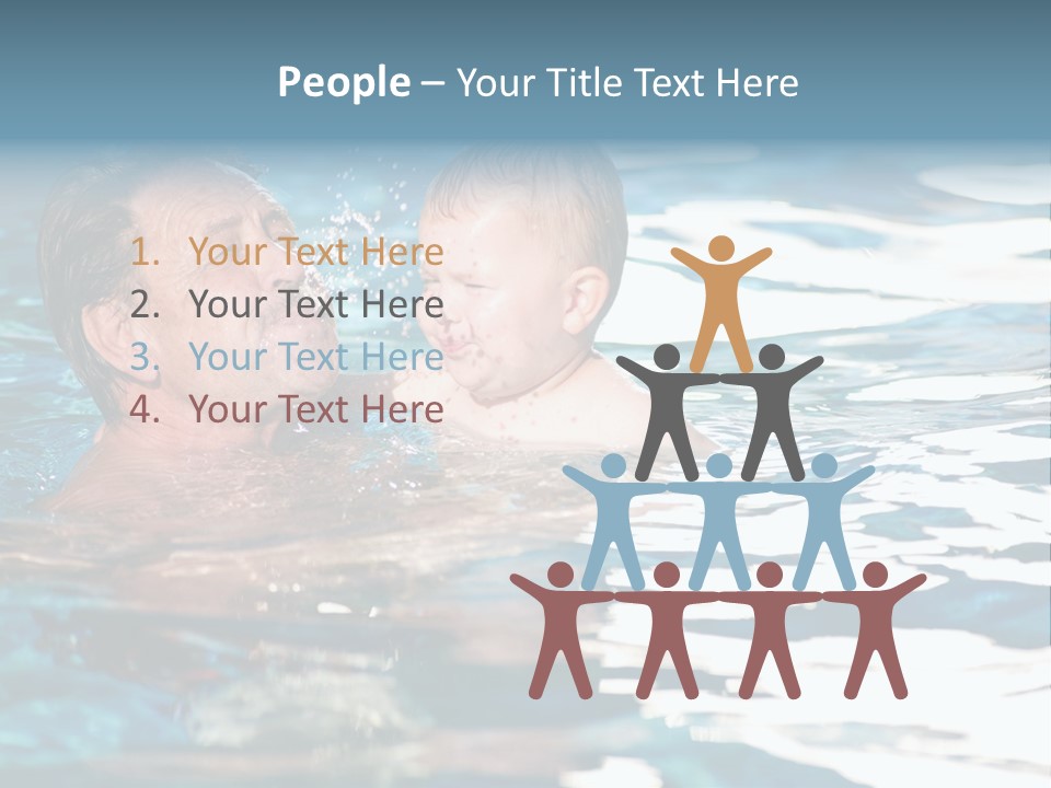 Grandfather And Grandson Playing Together In The Pool. Outdoor, Summer. PowerPoint Template