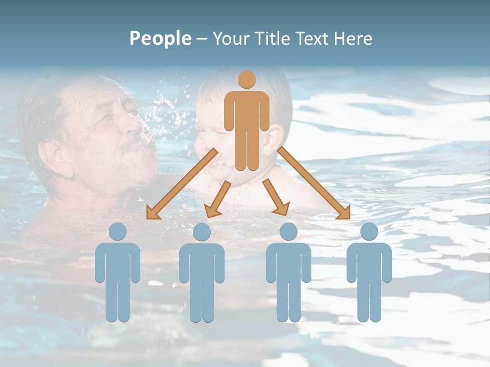 Grandfather And Grandson Playing Together In The Pool. Outdoor, Summer. PowerPoint Template