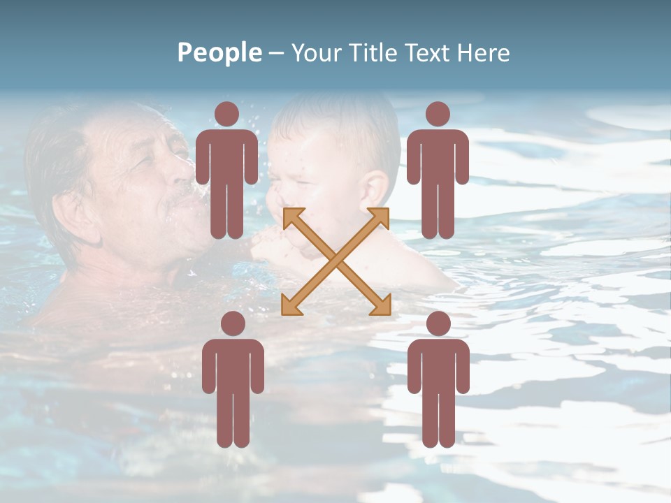 Grandfather And Grandson Playing Together In The Pool. Outdoor, Summer. PowerPoint Template
